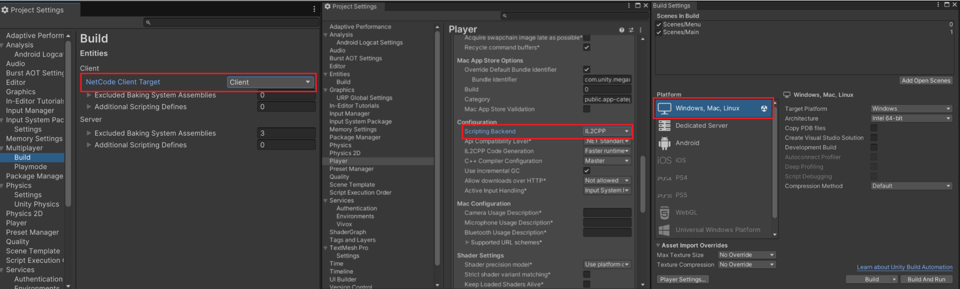 Build Settings - Client-Windows